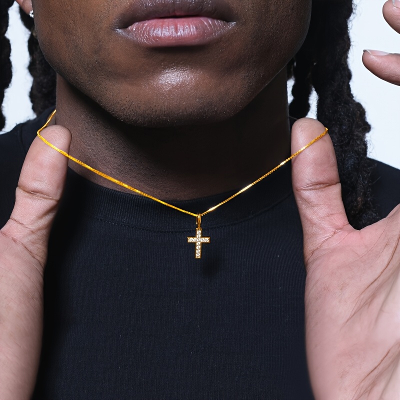 Mini Synthetic Cubic Zirconia Cross Pendant Necklace